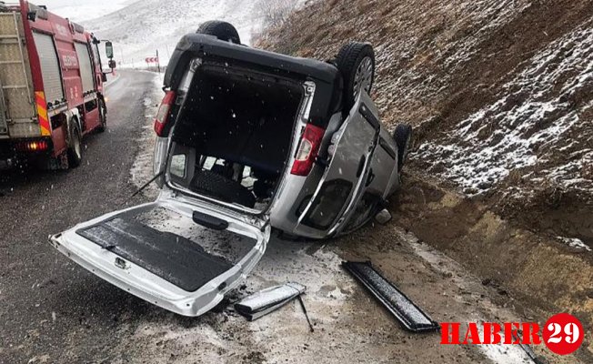 Pöske dağında virajı alamayan araç devrildi: 1’i ağır, 5 yaralı