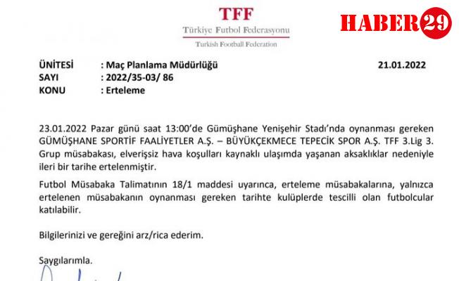 Gümüş’ün Maçı Ertelendi