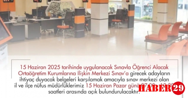 Pazar günü nüfus müdürlükleri açık tutulacak