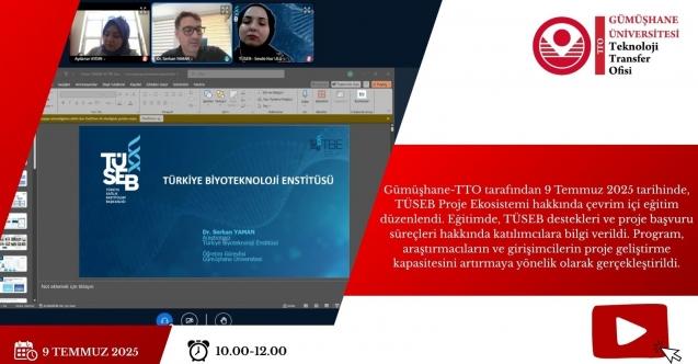 Gümüşhane Üniversitesi Teknoloji Transfer Ofisi (TTO), 9 Temmuz 2025 tarihinde önemli bir çevrim içi eğitim etkinliğine ev sahipliği yaptı.