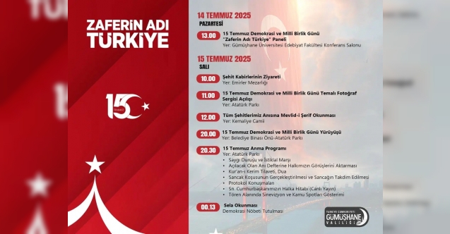 Gümüşhane, 15 Temmuz’da Demokrasi İçin Tek Yürek Olacak
