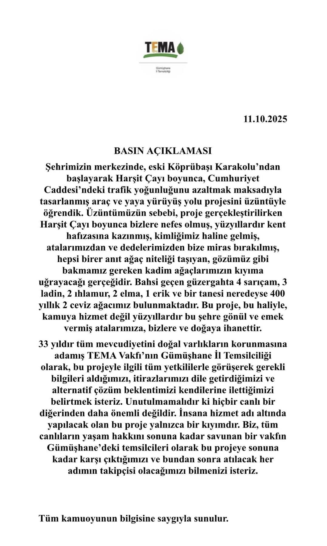 Harşit Çayı Projesine TEMA’dan Sert Tepki: “Doğaya İhanet Etmeden Gelişmek Mümkün”