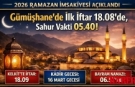 Gümüşhane’de ilk iftar ve sahur vakitleri belli oldu