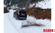 Gümüşhane’de Kardan Kapanan Yola Pratik Çözüm
