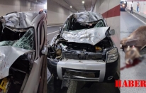 Tünel içinde ineğe çarptı: 3 yaralı