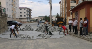 Şiran'da Parke Çalışmaları Devam Ediyor