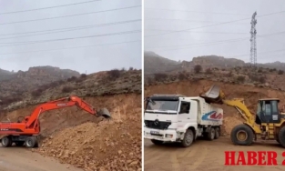 Tanjant yolda genişletme çalışması yapılıyor