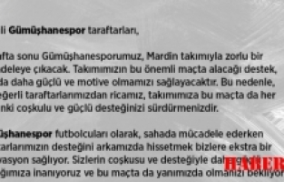 Gümüşhanespor'dan Taraftara Çağrı!