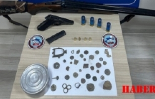 Kelkit’te ruhsatsız silah ve Roma dönemine ait tarihi eserlerle yakalandılar