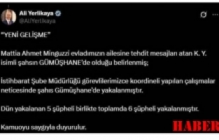 Mattia Ahmet Minguzzi’nin ailesine tehdit mesajları atan K. Y. Gümüşhane’de yakalandı
