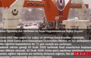 Gümüşhane Üniversitesi’nde Kar Tatili  Eğitime 1 Gün Ara Verildi