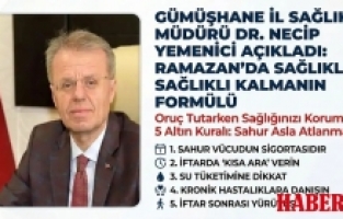 Gümüşhane İl Sağlık Müdürü Dr. Necip Yemenici’den Altın Değerinde Ramazan Tavsiyeleri