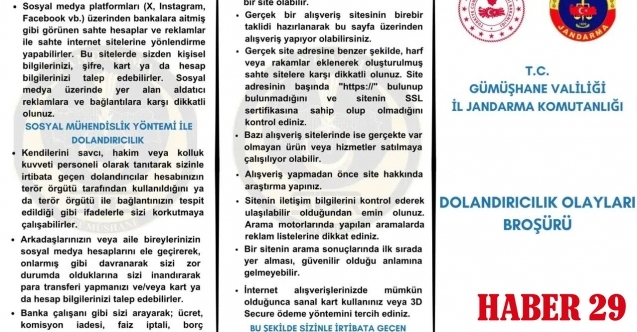Gümüşhane İl Jandarma Komutanlığı’ndan Vatandaşlara Dolandırıcılık Uyarısı
