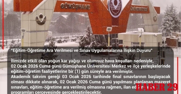 Gümüşhane Üniversitesi’nde Kar Tatili  Eğitime 1 Gün Ara Verildi