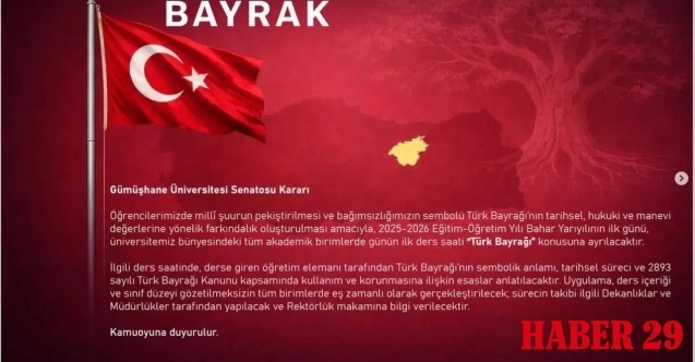 Gümüşhane Üniversitesi’nden Türkiye’de bir ilk! Bahar Dönemi Türk Bayrağı Dersiyle Başlayacak