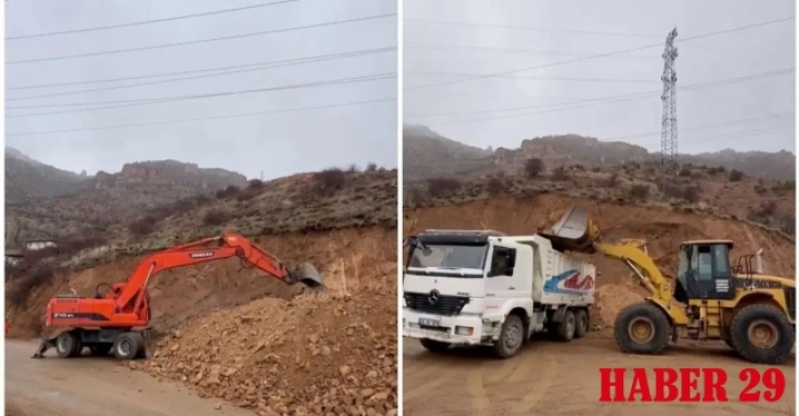 Tanjant yolda genişletme çalışması yapılıyor